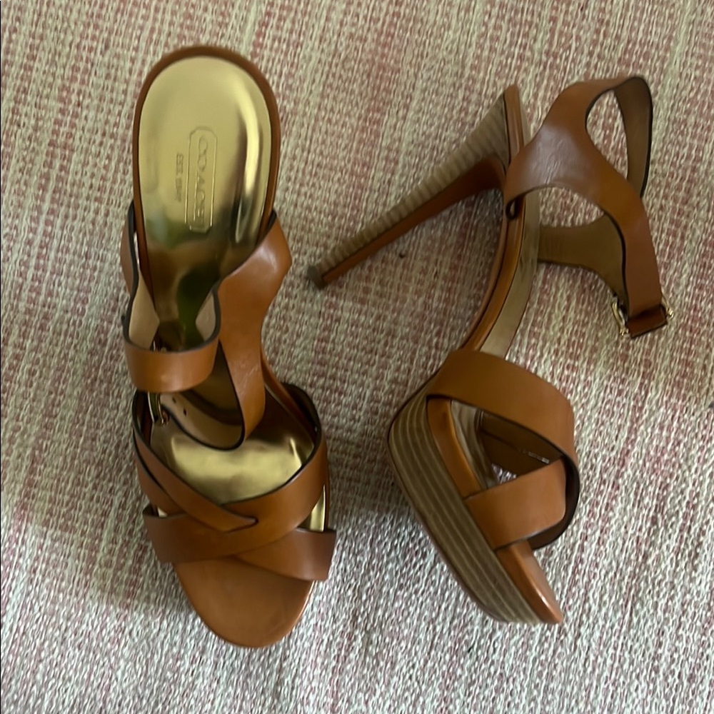 Coach Brown Strappy Heels